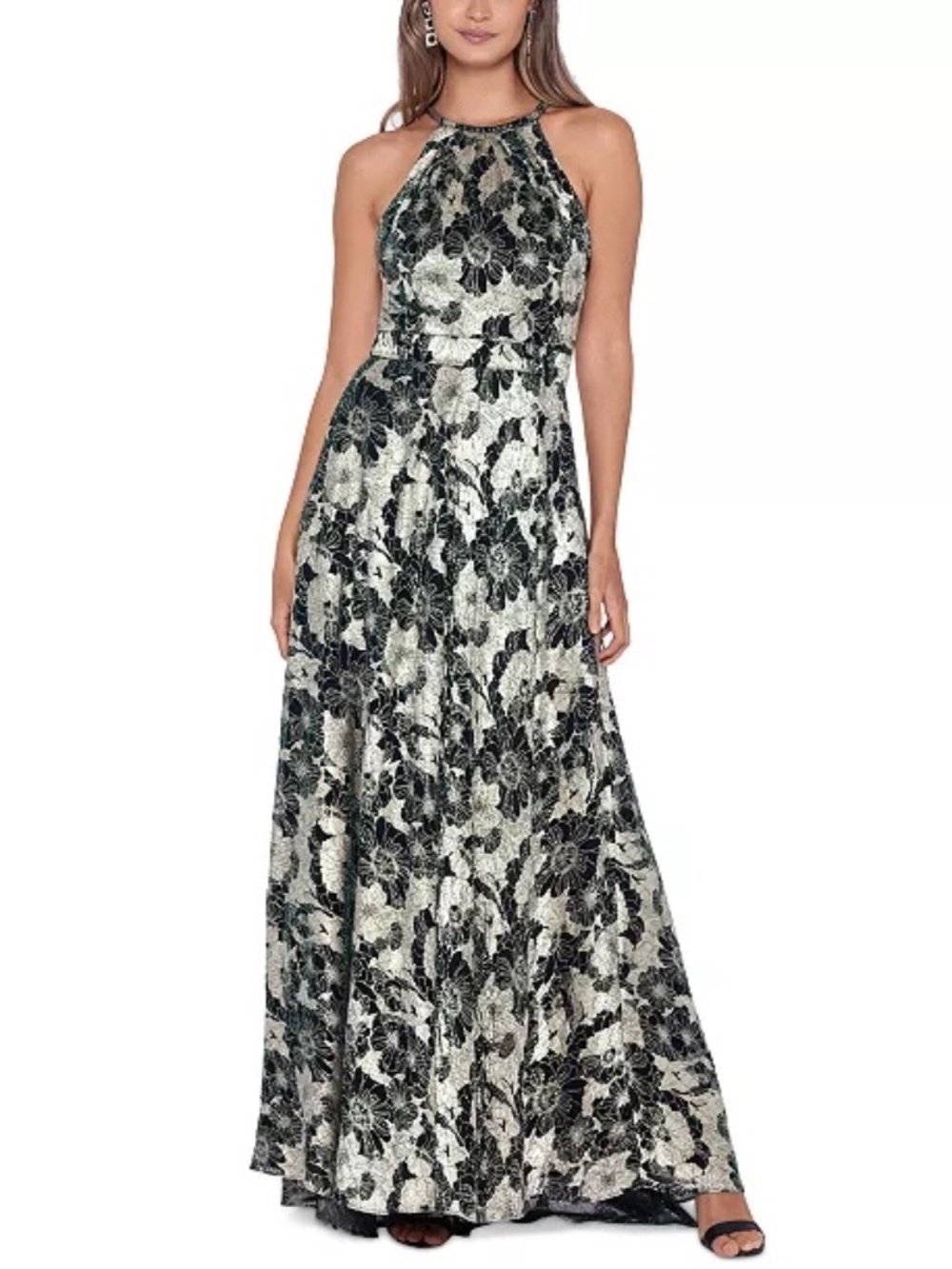 NWT Betsy & Adam Floral Halter Neck Gown - size 14W